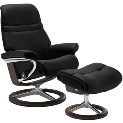 Stressless Sessel mit Hocker Sunrise Signature Leder Schwarz Batick Black L (Large)