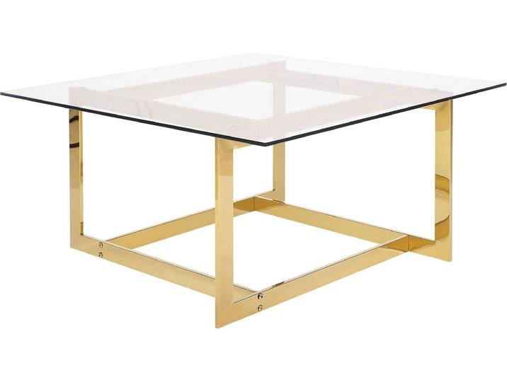 BELIANI Couchtisch Gold Transparent 80 x 80 cm Glasplatte Poliert Glänzende Metallgestell Quadratisch Modern