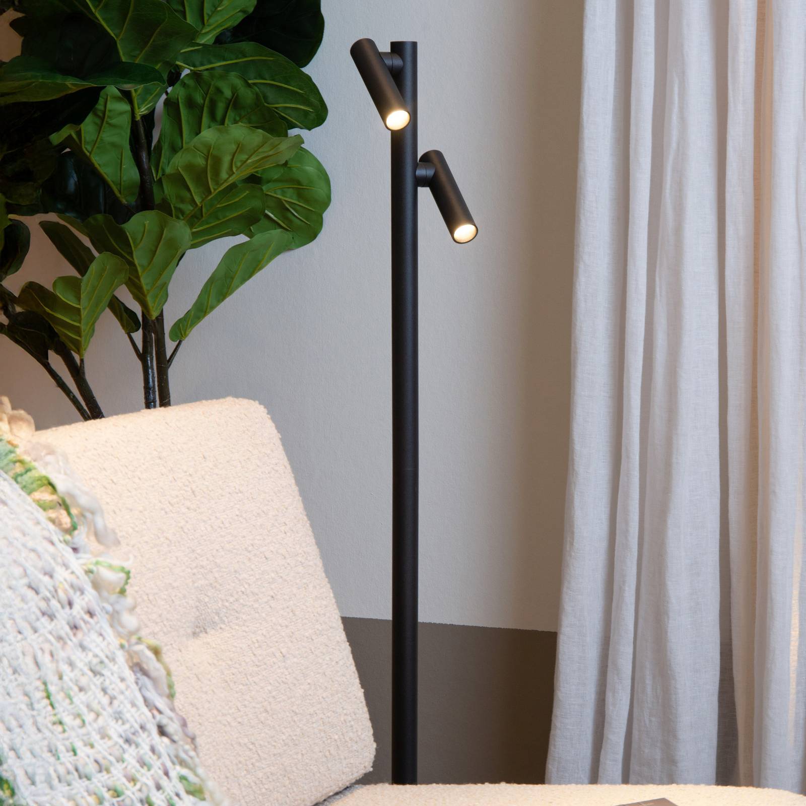 Lucide Lámpara de pie LED Antrim, atenuable, Negro, Salón / Comedor, Aluminio, Moderno, Lámpara de pie LED