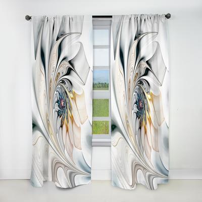 DESIGN ART Designart 'White Stained Glass Floral' Modern Blackout Curtain Single Panel