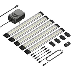 ledscom.de LED Unterbau-Leuchte Siris, Bewegungsmelder, flach, 30cm, je 370lm, weiß, 5er Set
