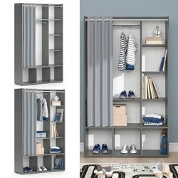 Vicco Kinderkleiderschrank Kinderzimmerschrank Kindergarderobe Luigi Grau 106 x 178 cm modern Schrankregal Jugendzimmerschrank Organizer Vorhang Kleiderstange Fächer Aufbewahrung Spielzeugablage
