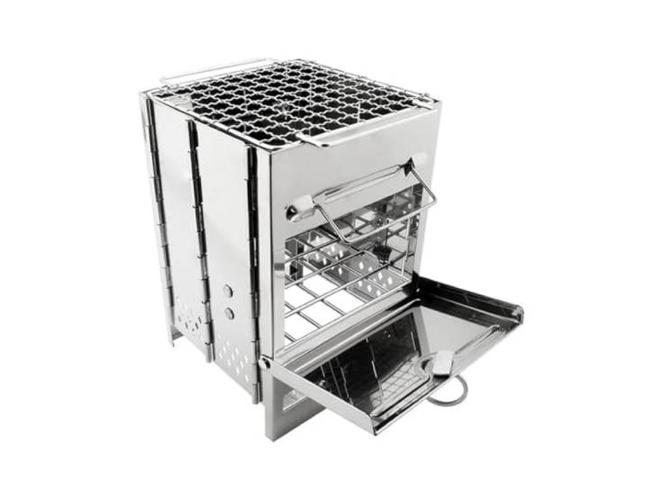 Klappgrill Quadratischer Holzofen, Outdoor-Grill Mini-Grill, Outdoor, Camping, Brennholz, zusammenklappbarer Grill, Picknick-Herd