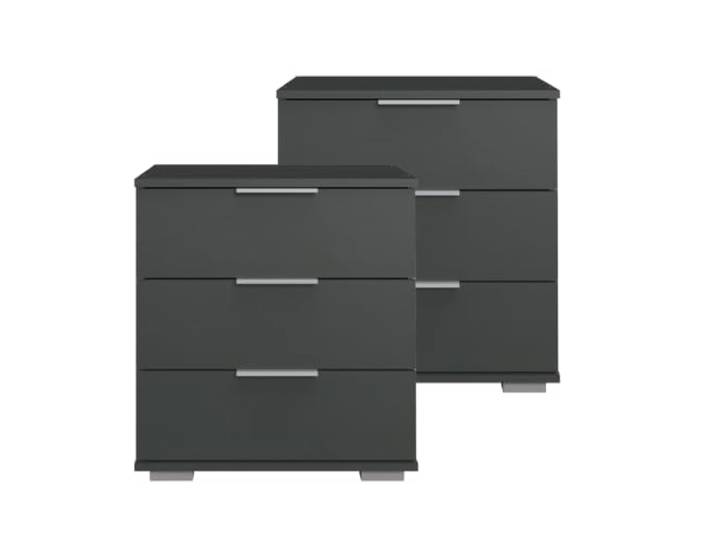 Lomadox Schlafzimmer 2er Set Nachttisch Nachtschrank in Graphit, B/H/T ca. 52/58/38 cm