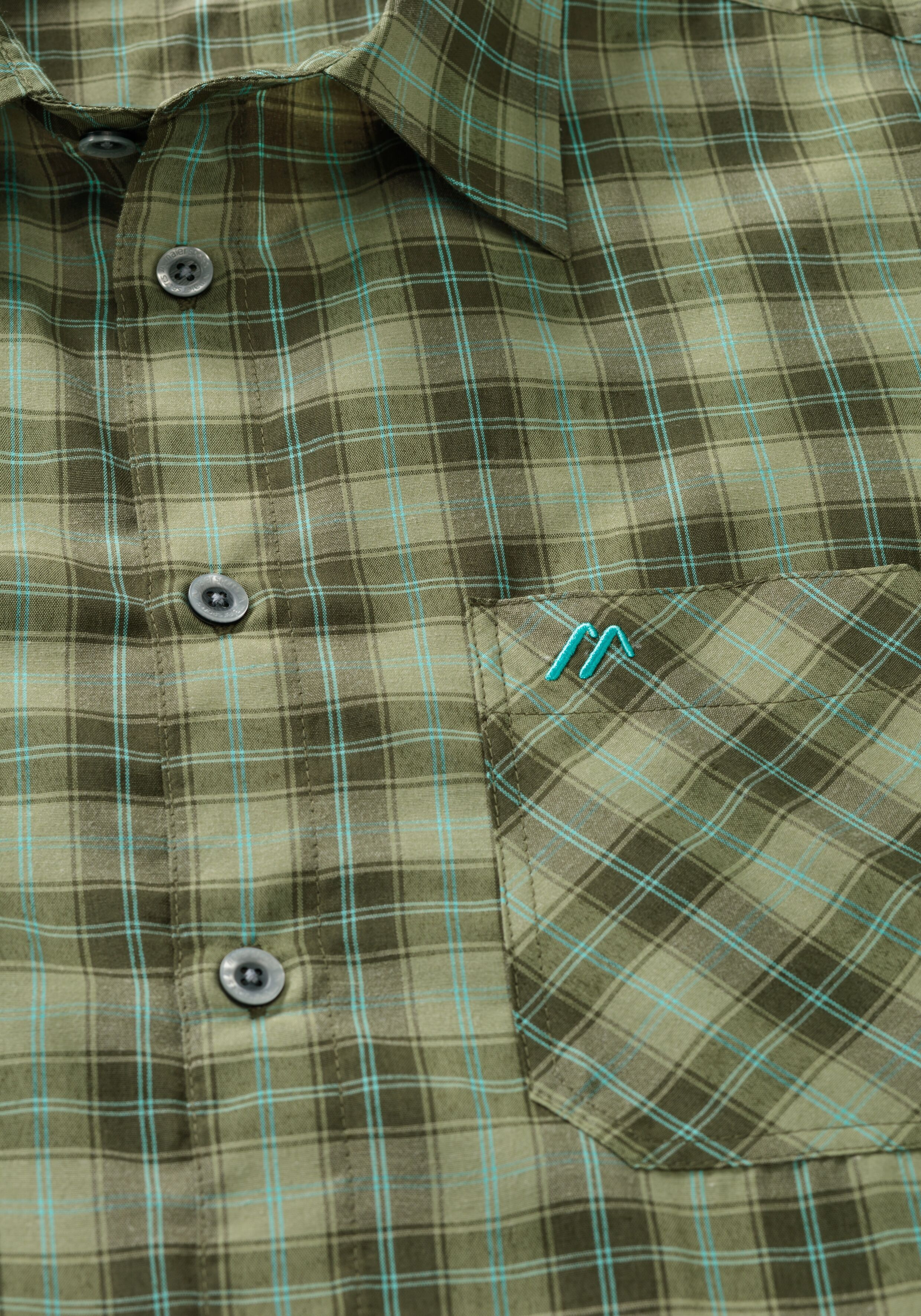 Funktionshemd MAIER SPORTS "Mauro", Herren, Gr. 72, Normalgrössen, grün, 85% Polyester, 15% Viscose, Hemden Funktionshemd, Herren Hemd kurzarm, karriertes Freizeithemd, Kurzarmhemd, Regular Fit grün 72, Normalgrössen