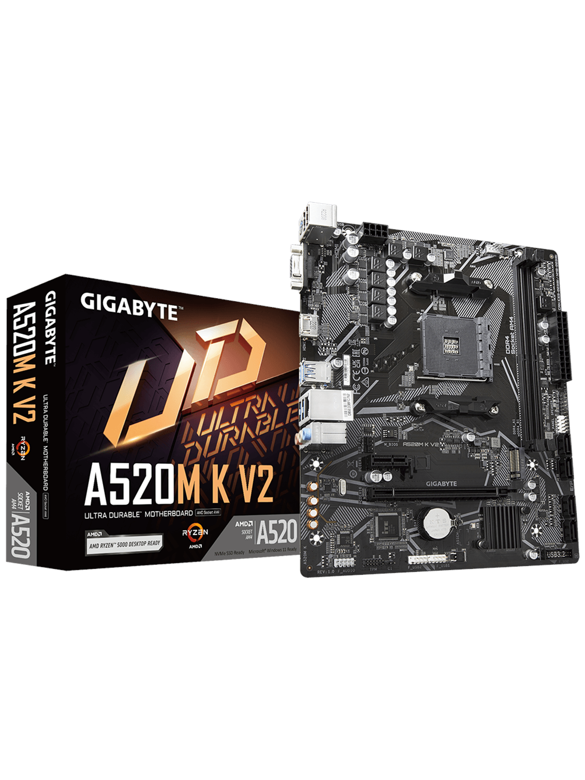 GIGABYTE A520M K V2 Mainboard - AMD A520 - AMD AM4 - DDR4 RAM - Micro-ATX