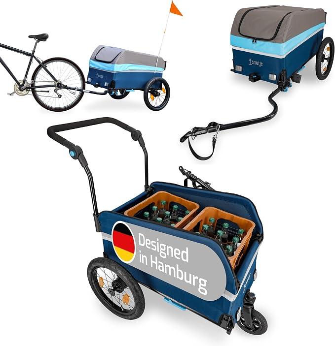 Fahrradanhänger | Lastenanhänger für Fahrrad & ebike | 40 kg Tragkraft 120 Liter | faltbar | mit Regenschutz | perfekt für Einkauf, Ausflug, Festival