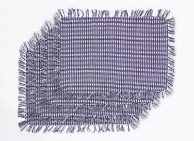 HOMESPUN FRINGED Placemats 4 PK13X19 by LINTEX LINENS in Marine Blue
