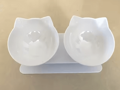 Inspire Curations DineEase Elevated Double Pet Bowl With Non Slip Stand white