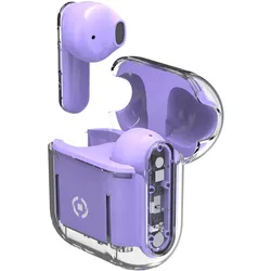 Celly SHEER True Wireless Stereo (TWS) In-Ear Headset Musik und Anrufe Transparent, Lila (Keine Geräuschunterdrückung, Kabellos), Kopfhörer, Violett, Transparent