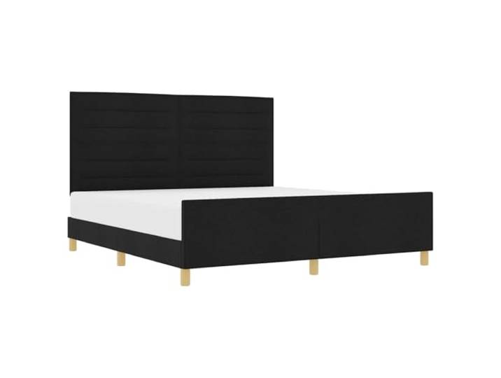 PUGYNBK Bettgestell mit Kopfteil, schwarz, 180 x 200 cm, Stoff Minimalistische Plattform, Schaumfüllung, inkl. Fuß, einfache Montage