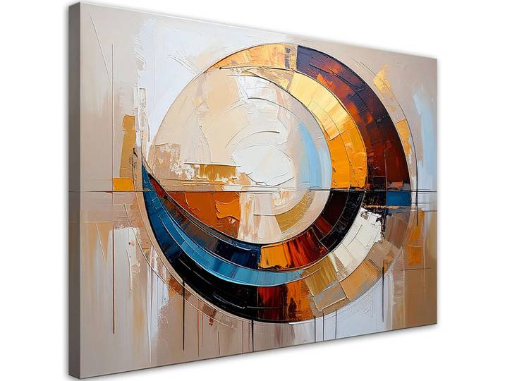 Feeby Leinwandbild Geometrische Abstraktion in Beige 100x70cm, Rechteckig, 100x70 cm, Bilder & Rahmen, Bilder, Leinwandbilder