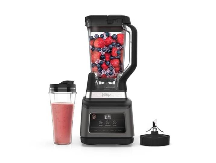 Ninja 2-in-1 Mixer mit 3 Programmen; Mixen, Max Mixen und Zerkleinern & 4 manuellen Einstellungen, 2,1L Krug & 700ml Becher, 1200W, spülmaschinenfest, Auto-iQ, Schwarz BN750EU