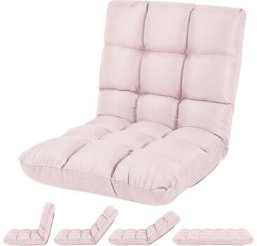 Costway 14-Position Adjustable Folding Lazy Gaming Sofa-Light Pink