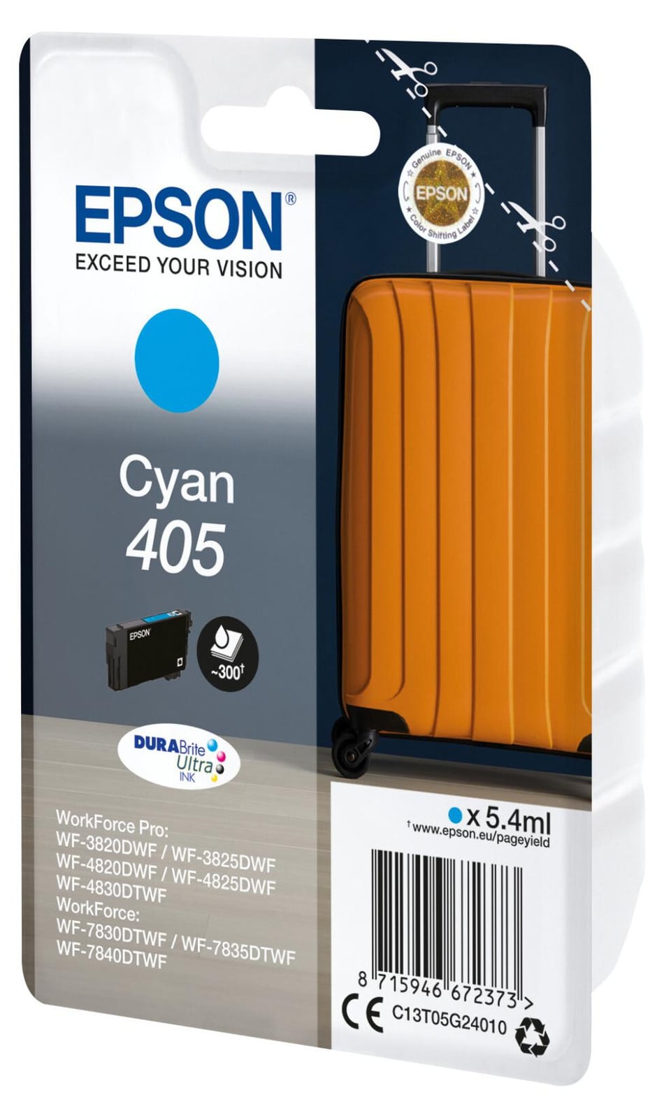 Epson Singlepack Cyan 405 DURABrite Ultra inkt, 5,4 ml, cyaan