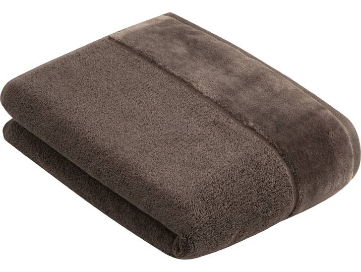 Badetuch VOSSEN Pure , braun (toffee), B:67cm L:140cm, Frottier, Obermaterial: 100% Baumwolle, Handtücher, Badetuch, Baumwolle & VEGAN, mit eleganter Veloursbordüre