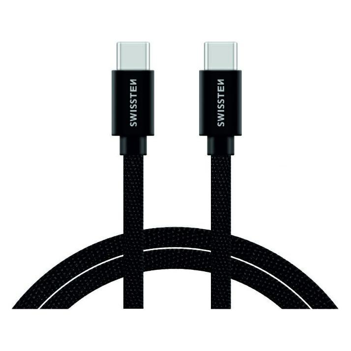 Swissten Textile Universal Quick Charge 3.1 USB-C to USB-C Data and Charging Cable 2m (2 m, USB 2.0, 60 W) (8595217476363)