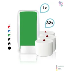 SET: 1x Toilettenpapierspender Doppelrollen Blanc Cosmos verschied. Farben + 32 Toilettenpapierrollen Long Life 3L - PRODUKTSET
