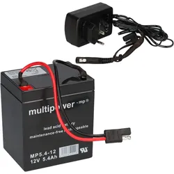 Multipower MP5,4-12 12V 5,4Ah Rasenmäher-Akku + BL 12-1 Ladegerät – für Sabo Vario E