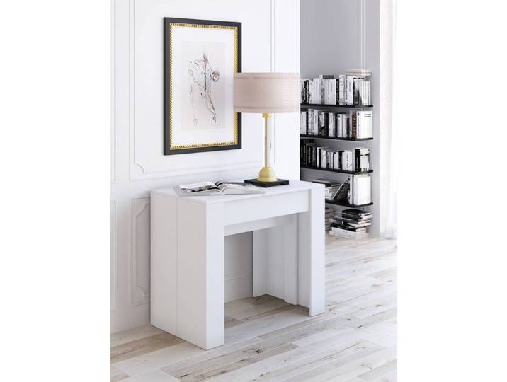 Console extensible Vaelis Dmora en bois mélaminé blanc 90x237x76 6h cm