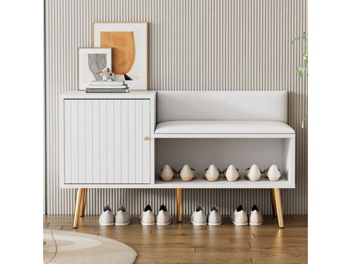 Feuille épaissie Deuxième génération épaissie couleur chaude blanc armoire à chaussures moderne et luxueuse avec rangement banque