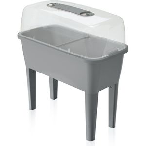 Prosperplast Hochbeet Respana Planter, Kunststoff, 77 x 39 x 82 cm, 52 Liter, grau, mit Frühbeetaufsatz