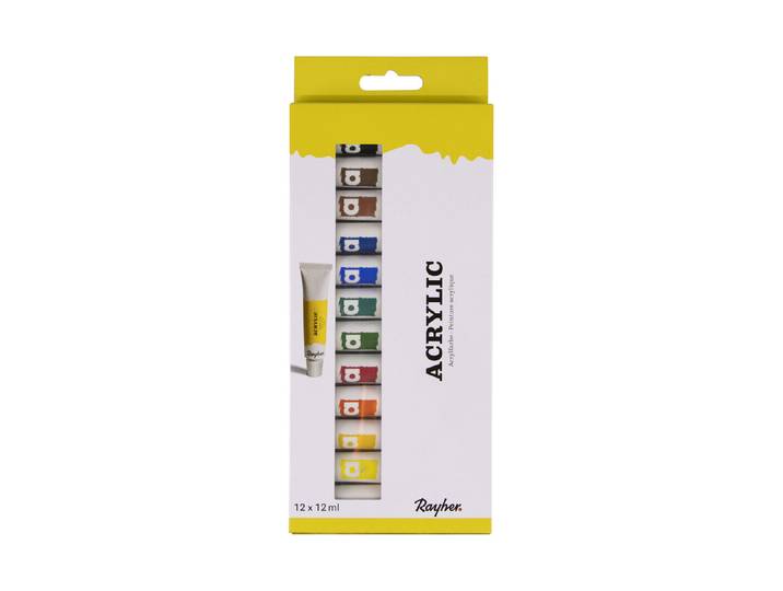 Künstler-Set Acrylfarben, 12 Farben x 12ml, Set 144ml