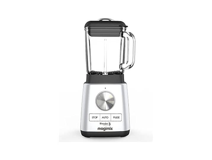 Magimix Blender Mixeur Professionnel - Hachoir\, Blender pour Smoothie\, Mixeur Soupe\, Hachoir Blender Multifonction - Bol en verre (Chrome\, 3)