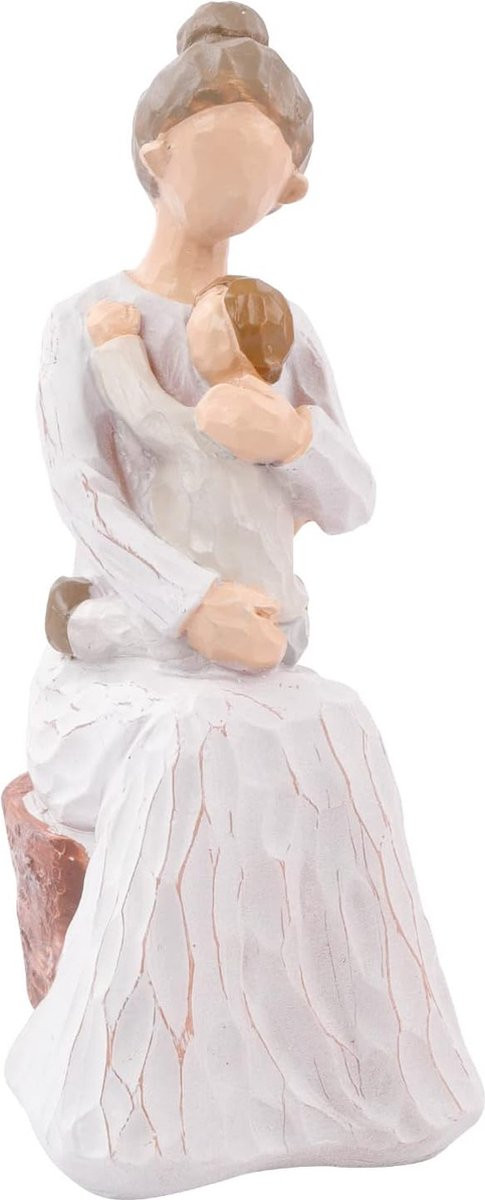 Handgesneden Oma en Kleinkind Beeldje Decoratief Ornament voor Grootmoeders