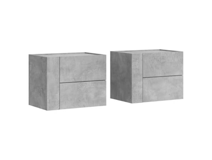 fsahslih Wand-Nachttische 2er Set Betongrau 45x30x35cm Holzwerkstoff Schwebende Nachtkommoden mit Schublade fürs Schlafzimmer: Sparen Sie Bodenfläche durch Wandmontage im Betonlook.