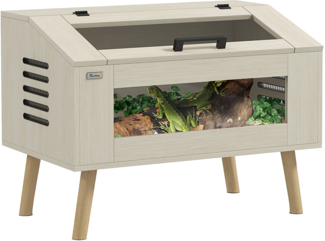 PawHut Reptile Terrarium Snake Vivarium with Tempered Glass Windows 60cm H x 80cm W x 50cm D