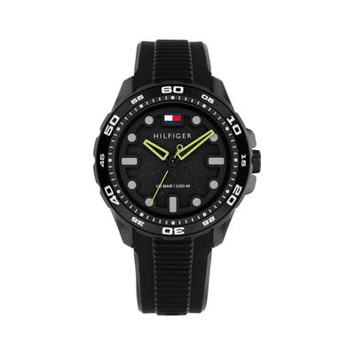 Quarzuhr TOMMY HILFIGER "TH Regatta", schwarz (schwarz, schwarz), Armbanduhren, Herren, schwarz, Quarzuhr, Armbanduhr, Damenuhr, Herrenuhr, Silikonarmband, analog