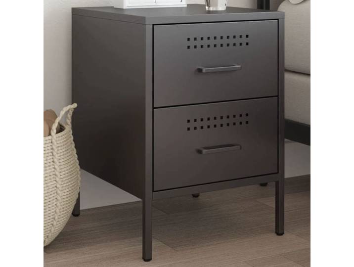 Table de chevet noir 36x39x50 5 cm acier armoire armoire latérale support de téléphone table de chevet mobilier 842922