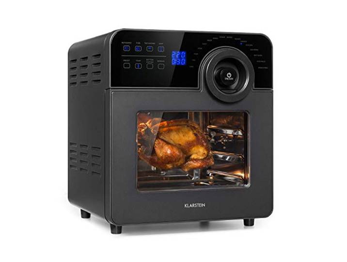 Klarstein AeroVital Cube Chef Heißluftfritteuse - 1700 W Heissluftfriteuse, Airfryer mit Touchscreen, 16 Programme, 50-220 °C, 14 L, ca. 10h Zeitvorwahl, Edelstahl, Schwarz