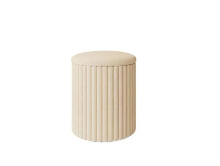 Zymjzbetic Schminkhocker Moderner, Schlichter runder Wickelhocker Mit tragbarer Aufbewahrung, niedrige Höhe for Zuhause, Wohnzimmer, Sofa, Couchtisch, Schuhständer(White)