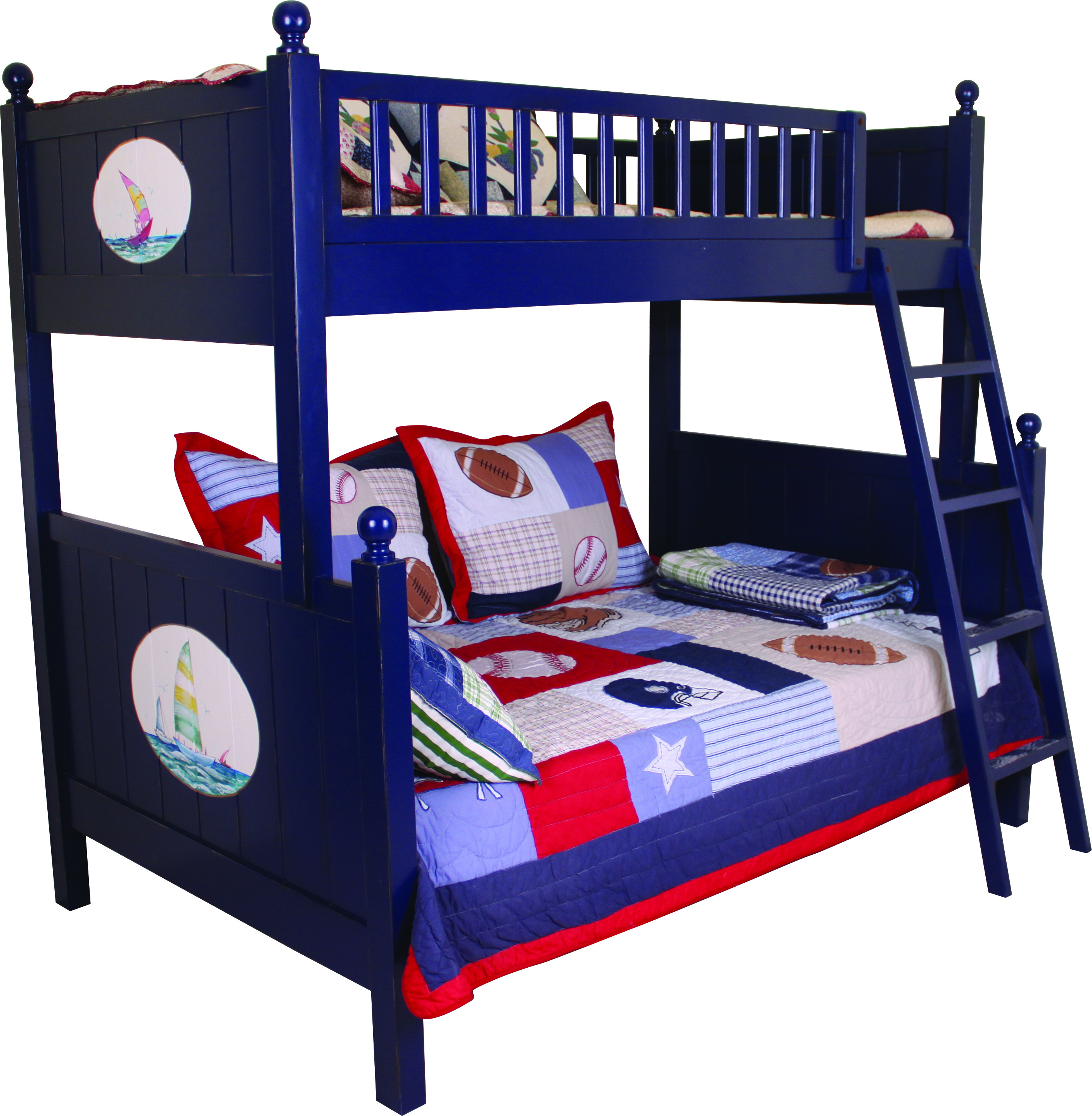 Klassisches Kinderbett Etagenbett Blau Hochbett Spielbett Kindeerbett Stockbett