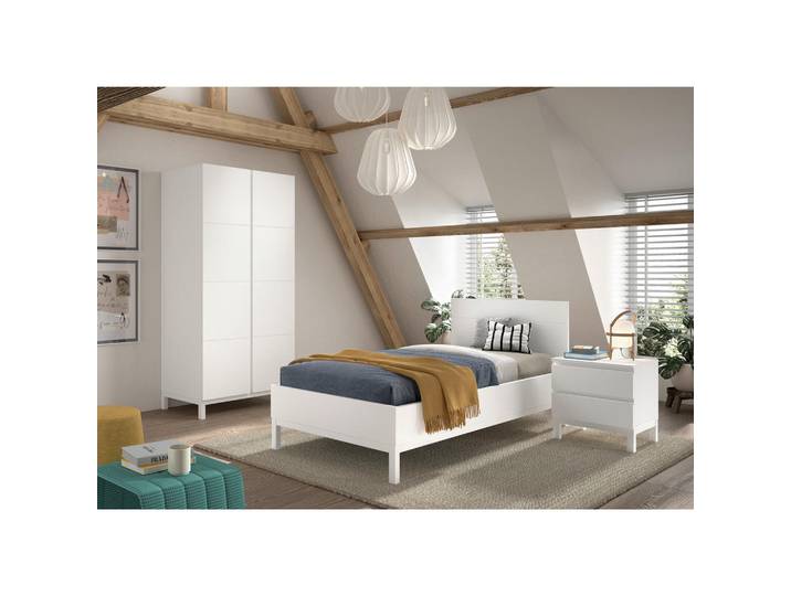 Einzelzimmer, Weiß, Kiefer, Teilmassiv, 5 Fächer & Soft-Close-System, MID.YOU