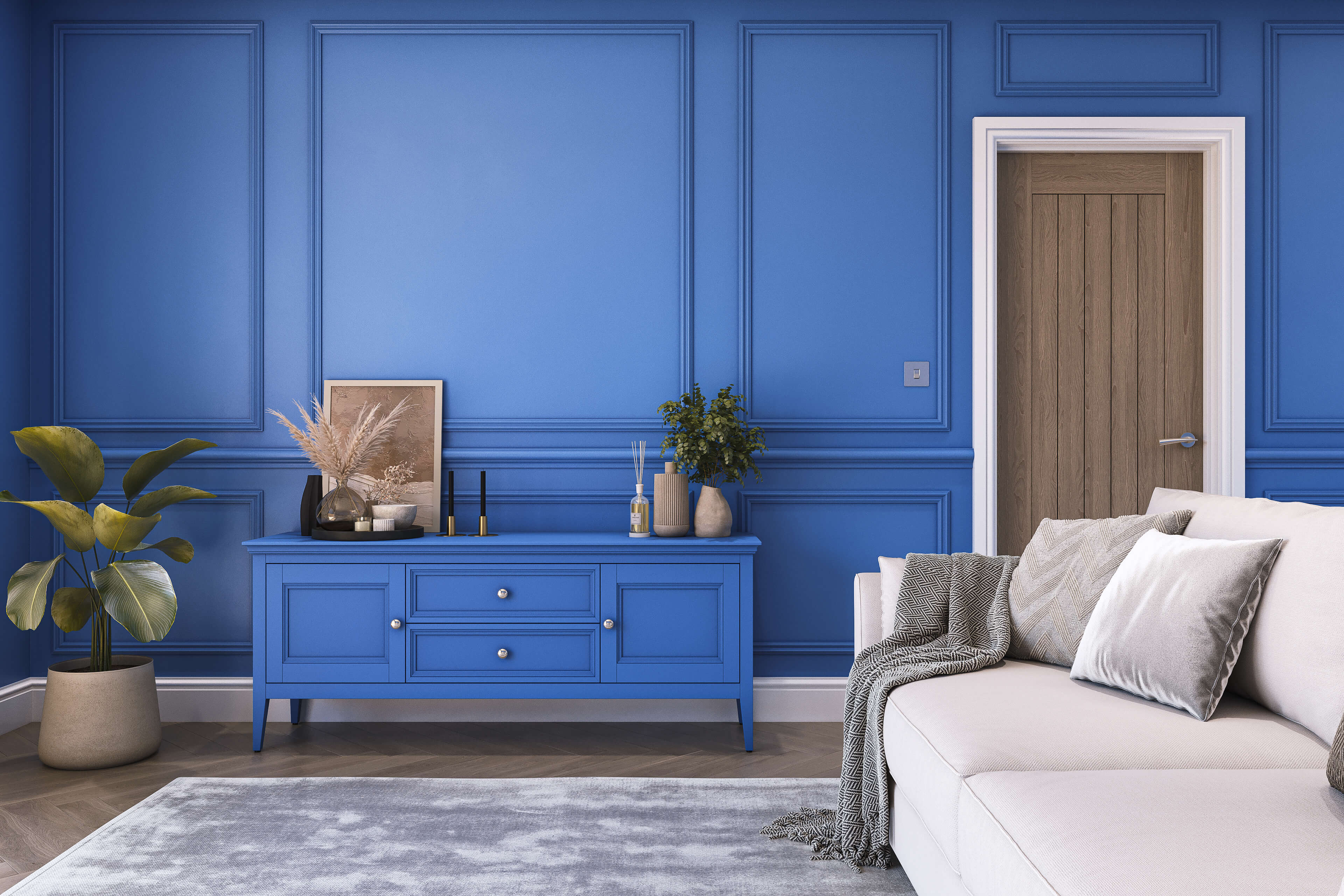 Hemway Chalk Based Furniture Paint   Electric Blue   Shabby Chic   Chalky Matt Finish - Electric Blue - 1L