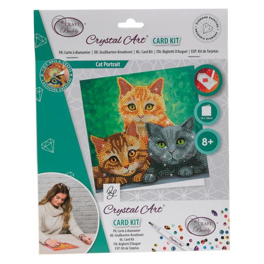Craft Buddy Katzen, 18x18cm Crystal Art Card (CCK-A127)
