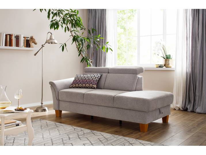 Recamiere, 194x93 cm, Polyester, Braun, Kopfteilverstellung & Bettkasten, Klassisch, Home-affaire