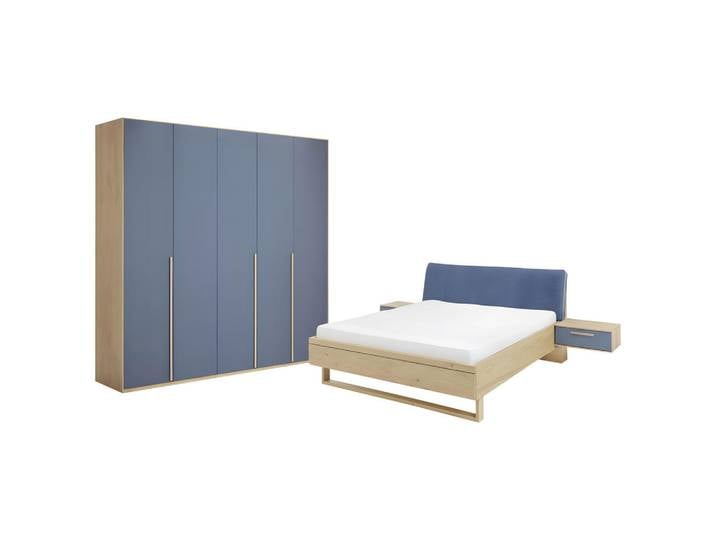 Musterring Schlafzimmer Mr-Malin, Blau, Eiche, furniert, 6 Fächer, 180x200 cm, hängend, Schlafzimmer, Schlafzimmer Komplett