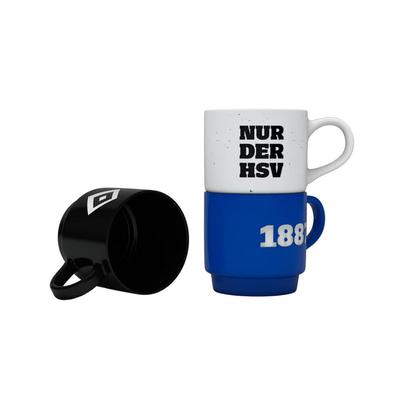 Tasse HAMBURGER SV "Hamburger SV Tasse HSV Stapeltassen 3er Set "Hamburger SV", schwarz (mehrfarbig), Trinkgefäße Tasse