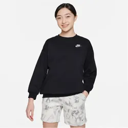 NIKE Sportswear Club Fleece Oversized Sweatshirt Kinder 010 - black/white XS (122-128 cm)