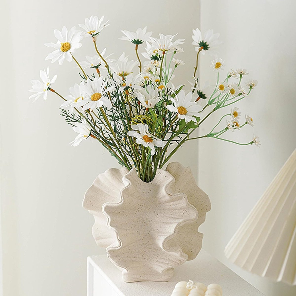 Beige Keramische Vaas in Scandinavische en Boho Stijl