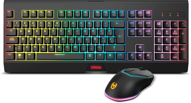 REACONDICIONADO Seminuevo Bueno Pack gaming - Krom Kabala, Wireless, Anti-ghosting, Switches membrana, Retroiluminación, Negro