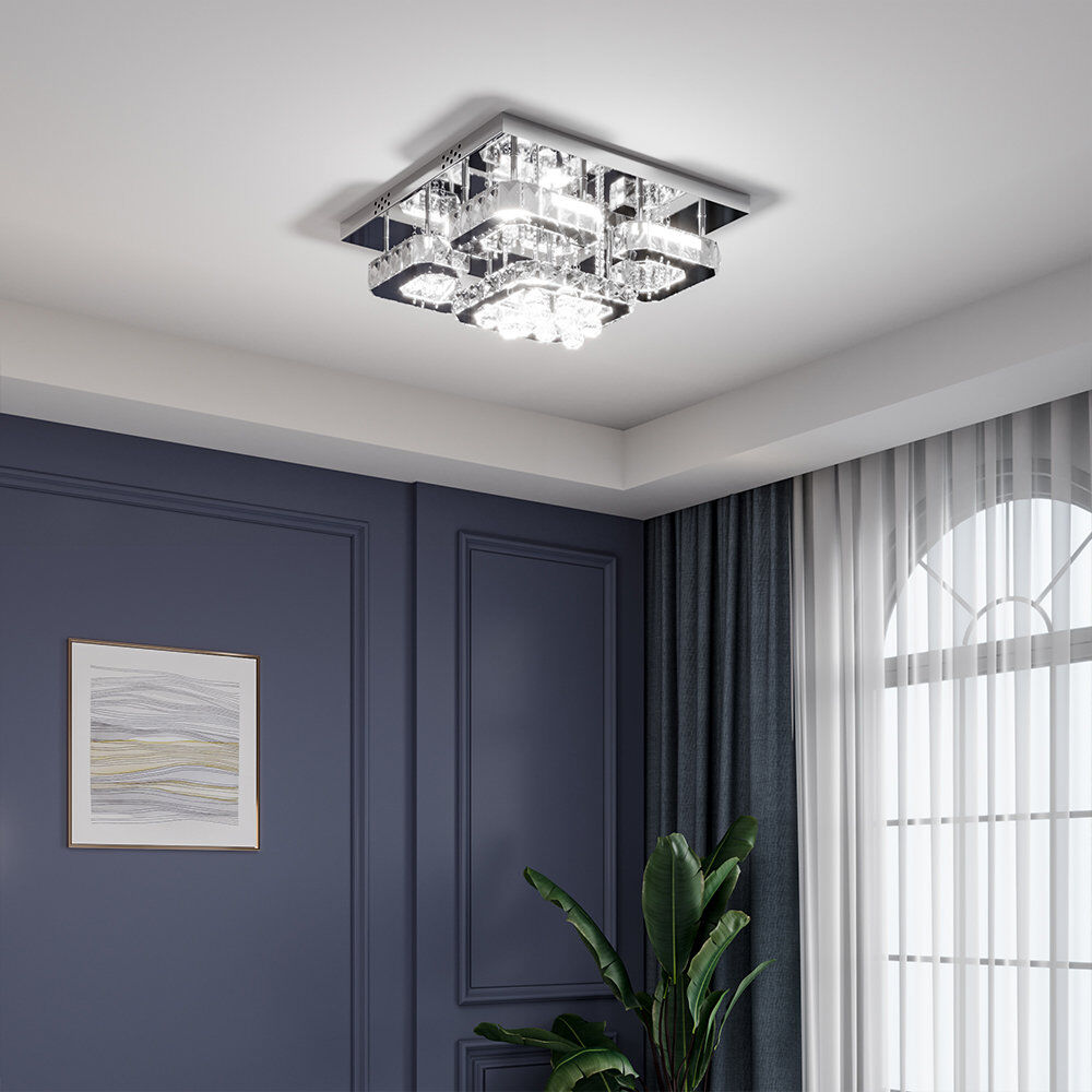 Willa Arlo Interiors Bonas 1-Light 50cm LED Crystal Flush Mount Light Chrome/Clear 21cm H X 50cm W X 50cm D