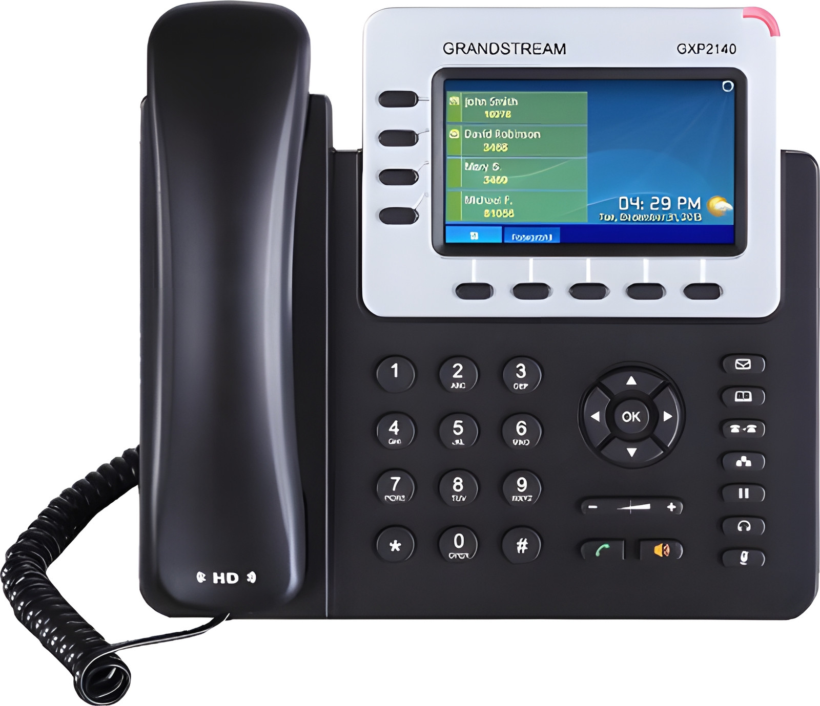 Grandstream GXP 2140 IP-telefoon met kleurenbeeldscherm, Bluetooth en USB-aansluiting