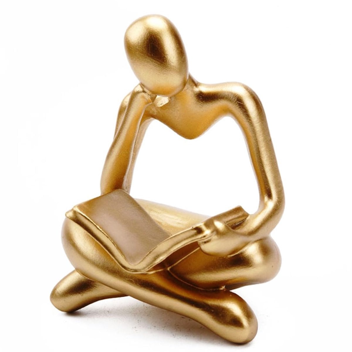 Ibenzoa® Lezende vrouw sculptuur - Houten figuur voor tafeldecoratie