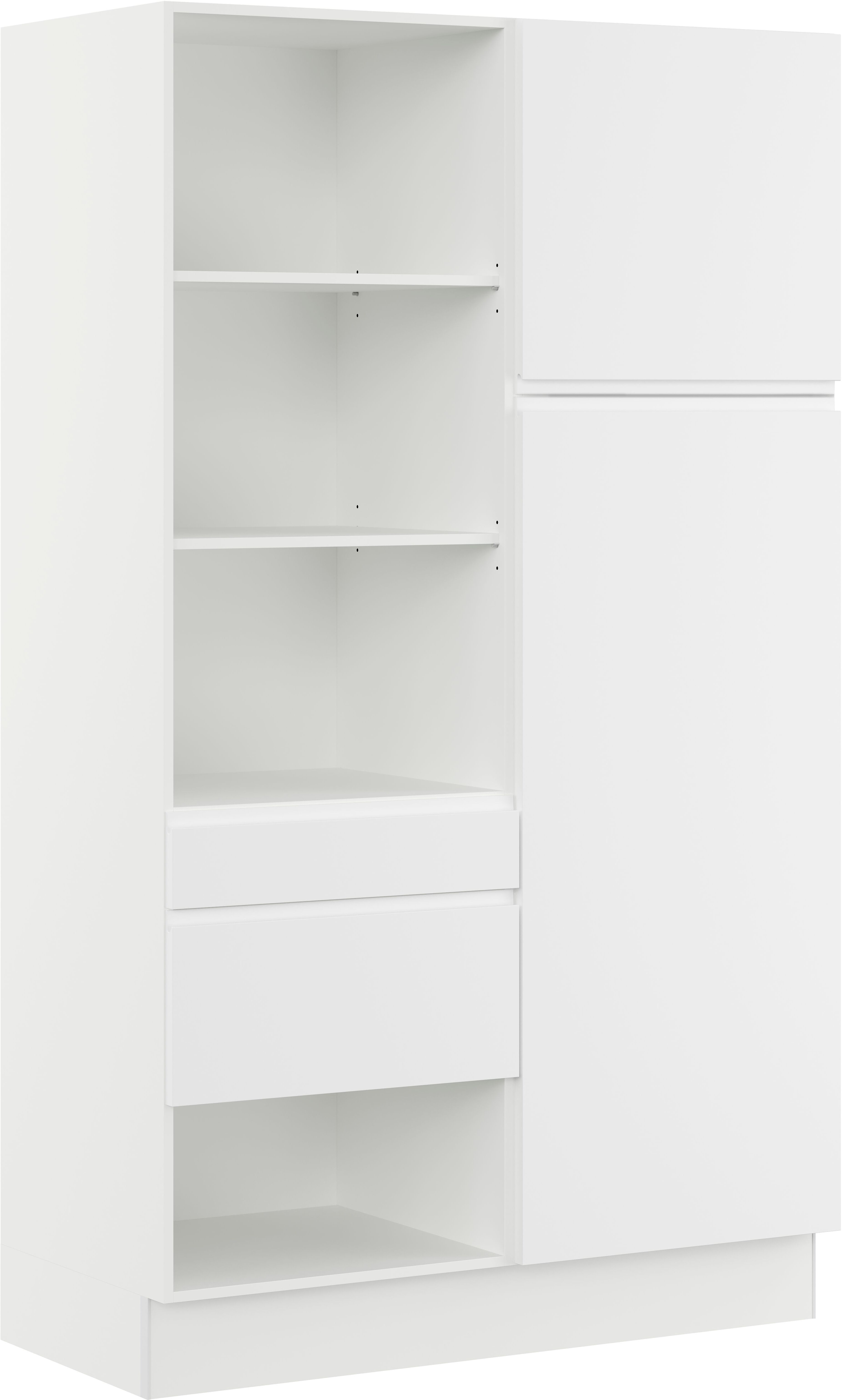 Mehrzweckschrank-Set IMPULS KÜCHEN "Warschau", weiß (weiß mit beton, optik natur), B:120cm H:206,2cm T:60cm, Holzwerkstoff, Pulverlack, Kastenmöbel-Sets, Vielfältige Varianten verfügbar; kombinierbar mit anderen Artikeln