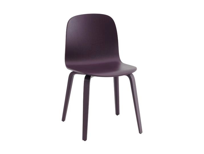 Muuto Chaise Visu Chair base en bois Dark plum